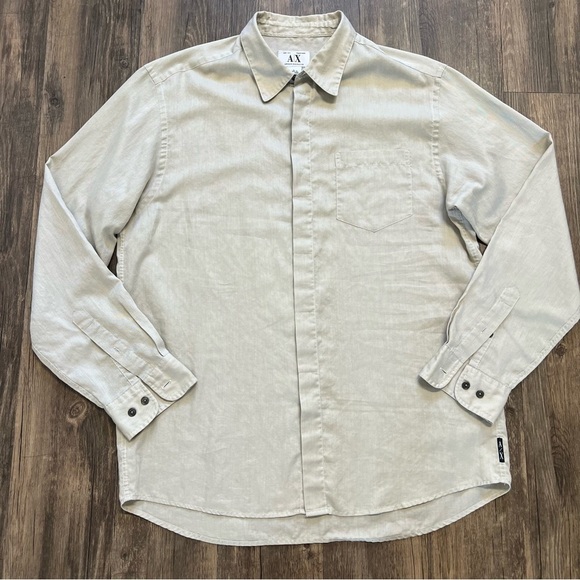 Armani Exchange AX Men’s Derey Philippe Light Gray Button Up Collar Shirt L - Picture 8 of 16
